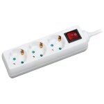 Multiprise blanche avec rallonge 1. 4m - parafoudre - 3 prises schuko 230v ac 16a