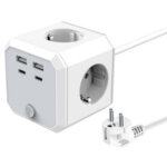 Multiprise cube avec 4prises et 3 ports usb, tour multiprises 1. 8m convient � la maison et au bureau, ...