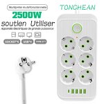 Multiprise electrique, bloc 6 prises 2500w 10a 230v avec 4 ports chargeur (4 usb a + 1 usb c) prise multi ... Multiprise electrique, bloc 6 prises 2500w 10a 230v avec 4 ports chargeur (4 usb a + 1 usb c) prise multi ...