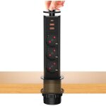 Multiprise encastrable bloc prise escamotable, electrique 3 prises avec usb c et 2 usb, prise plan de ...