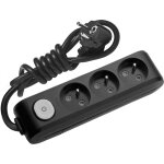 Multiprise x - tendia 3x prise 2p + t (nf), c�ble 3m avec interrupteur on / off noire panasonic