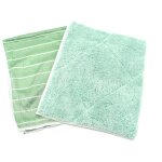 Kit de 1 chiffon microfibres en bambou et 1 lavette double face en bambou lavable pour tout nettoyer
