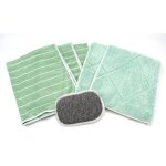 Kit de 3 chiffons microfibres en bambou , 2 lavettes double face et 1 ponge en bambou