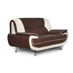 Muza - canap design 2 places en simili cuir marron et blanc