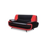 Muza - canap design 2 places en simili cuir noir et rouge