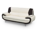 Muza - canap design 3 places en simili cuir blanc et noir