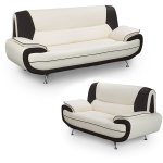 Muza - ensemble canap design en simili cuir blanc et noir