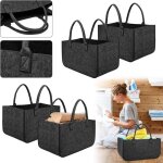 Lot de 4 sacs en feutre pour bois de chemin�e pliable grand panier shopper pour bois journaux 50x25x25 ...