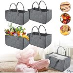 Lot de 4 sacs en feutre pour bois de chemine pliable grand panier shopper pour bois journaux 50x25x25 ...
