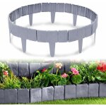 Bordure jardin barri�re cl�ture gazon effet pierre 5m 20 pi�ces, gris - par 1 �l�ment 25 x 23 cm - palissade ...