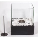 Naizy - chemine de table au biothanol noir avec base en acier inoxydable et verre  l'thanol pour ...