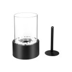 Chemine de table au biothanol noir avec base en acier inoxydable et verre  l'thanol pour l'intrieur ...