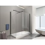 Nala - paroi de douche angulaire type walk - in 8mm avec verre transparent cadre noir mat 70x70