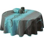 Le linge de jules - nappe anti - taches astrid turquoise - ronde 160 cm