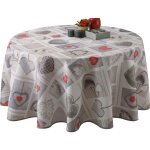 Le linge de jules - nappe anti - taches coeurs - ronde 160 cm