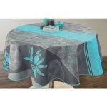 Le linge de jules - nappe anti - taches lotus turquoise - ronde 160 cm