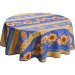 Le linge de jules - nappe anti - taches tournesol bleu - ovale 150 x 240 cm