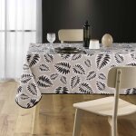 Nappe antitache carr�e 150x150 cm - feuilles - beige