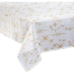 Nappe canevas blanche avec �toiles dor�es 140 x 240 cm - feeric christmas