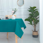 Nappe carrée et enduite antitache bleu paon 180x180 cm Nappe carrée et enduite antitache bleu paon 180x180 cm