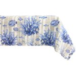 Nappe en coton poisson de mer marine bleu mer cm. 180 ronde