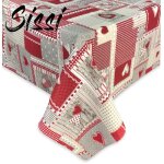 Nappe en coton sissi aprica rosso en coton cm. 140x140 x4 personnes