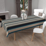 Soleil d ocre - nappe imprim�e anti - t�ches rectangle 140x200 cm bayaderes bleu, par soleil d'ocre