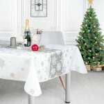 Nappe de noël argenté rectangle ou ronde - neige de noël - blanc - 300x150cm Nappe de noël argenté rectangle ou ronde - neige de noël - blanc - 300x150cm