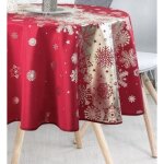 Nappe de no�l argent� rectangle ou ronde - neige de no�l - rouge - 160cm