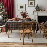 Nappe de no�l rectangulaire � carreaux 140 x 180 cm, nappe de no�l xmas coton polyester lavable pour ...