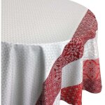 Nappe ovale enduite 'mosa�que' rouge 170x300 cm