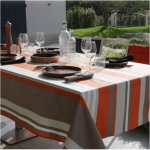 Nappe plastifiée à rayures extérieure orange 150x250 cm Nappe plastifiée à rayures extérieure orange 150x250 cm