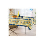 Nappe proven�ale rectangle anti - t�che 100% polyester - citron - 240 x 150 cm - bleu