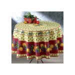 Nappe proven�ale ronde anti - t�che 100% polyester - citron - rouge