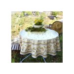 Nappe provenale ronde anti - tche moustier bleu 100% polyester