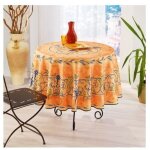 Nappe proven�ale ronde anti - t�che glycine 100% polyester - orange