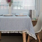 Nappe rectangle nappes nappe � pampilles ray�es protection de table jupe de table en lin table � manger ...