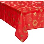 Nappe rectangulaire 140x240 cm rouge imprimé or Nappe rectangulaire 140x240 cm rouge imprimé or