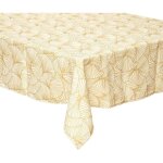 Atmosphera - nappe rectangulaire anti - tache en tissu imprim ginkgo, 140 x 240 cm