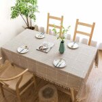 Nappe rectangulaire coton lin 140x200 cm nappe ensemble de nappe rectangulaire d�corative beige pour ...