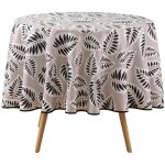 Douceur d'intérieur - nappe ronde 180 cm feuilles alma noir Douceur d'intérieur - nappe ronde 180 cm feuilles alma noir