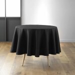 Nappe ronde � 180 cm ? polyester uni ? essentiel noir ? finition ourlet