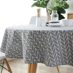 Nappe ronde en coton et lin linge de table entretien facile jardin salle d�coration de table gris 120cm ...