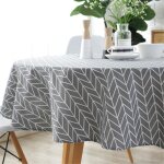 Nappe ronde en coton et lin linge de table entretien facile jardin salle d�coration de table gris 120cm ...