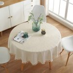 Nappes ronde nappe de couleur unie tassel nappe de coton polyvalente int�rieure et ext�rieure?120cm?