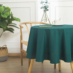 Nappe ronde infroissable et anti - tches bleu paon 160 cm