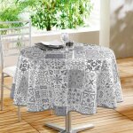 Nappe ronde toile cir�e 'persane' 160cm gris