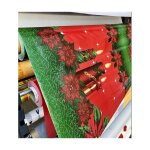 Nappe toile cir�e de no�l - motif bougies - au m�tre - 140 x 100 cm