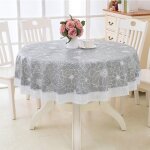 Nappe toile cir�e pvc ronde, avec motif floral et dentelle, nappe ronde anti tache impermeable nappe ...