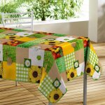 Nappe toile cire rectangle - 140 x 240 cm - nature - vert